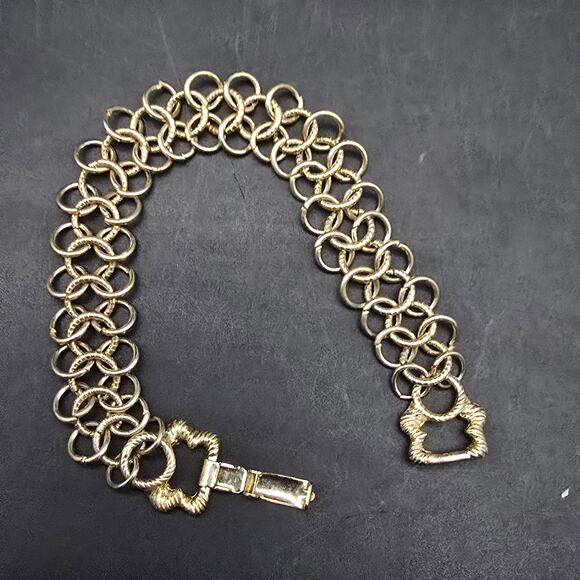 Vintage Goldette Gold Tone Circle Link Bracelet Costume Jewelry - Picture 8 of 8